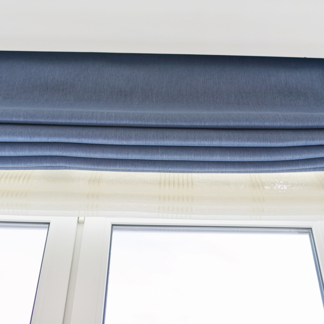 blue roman blinds in a standard finish